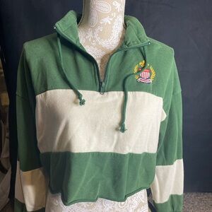Green and White Quarter-Zip Pullover